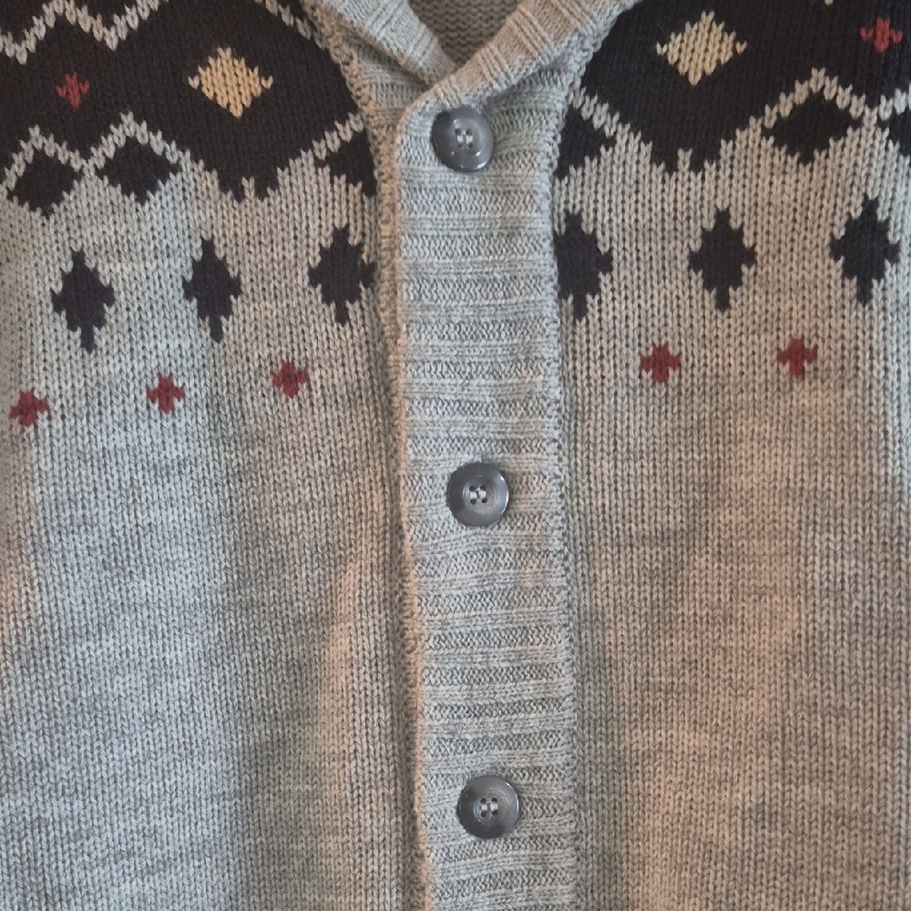 Blair Gray & Black Patterned Cardigan Nan Tucket Hamptons Preppy 80s 90s Y2k Med - Picture 5 of 10